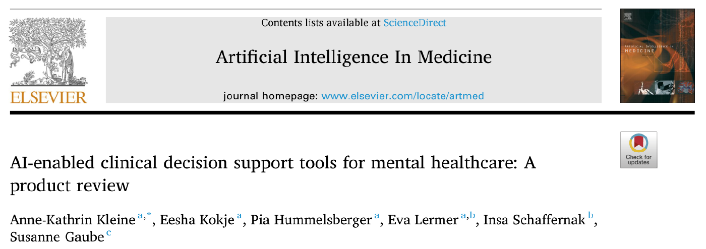 Which AI decision support tools for mental healthcare are actually on the market? A product review