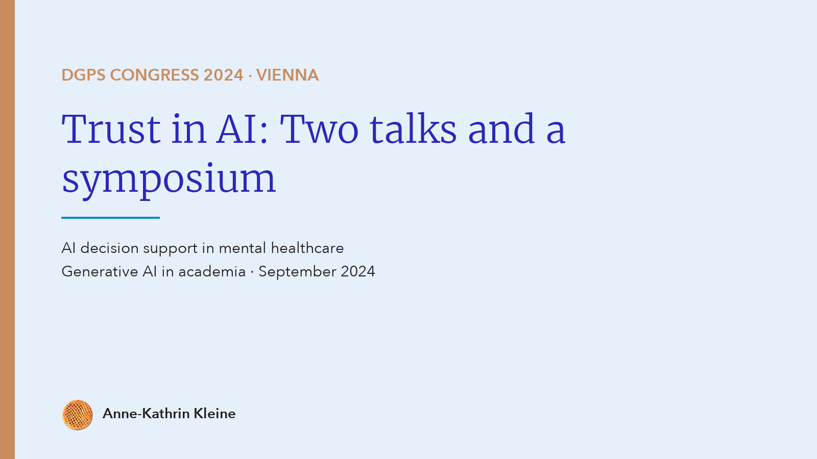Trust in AI: Two talks and a symposium at the DGPs Congress 2024